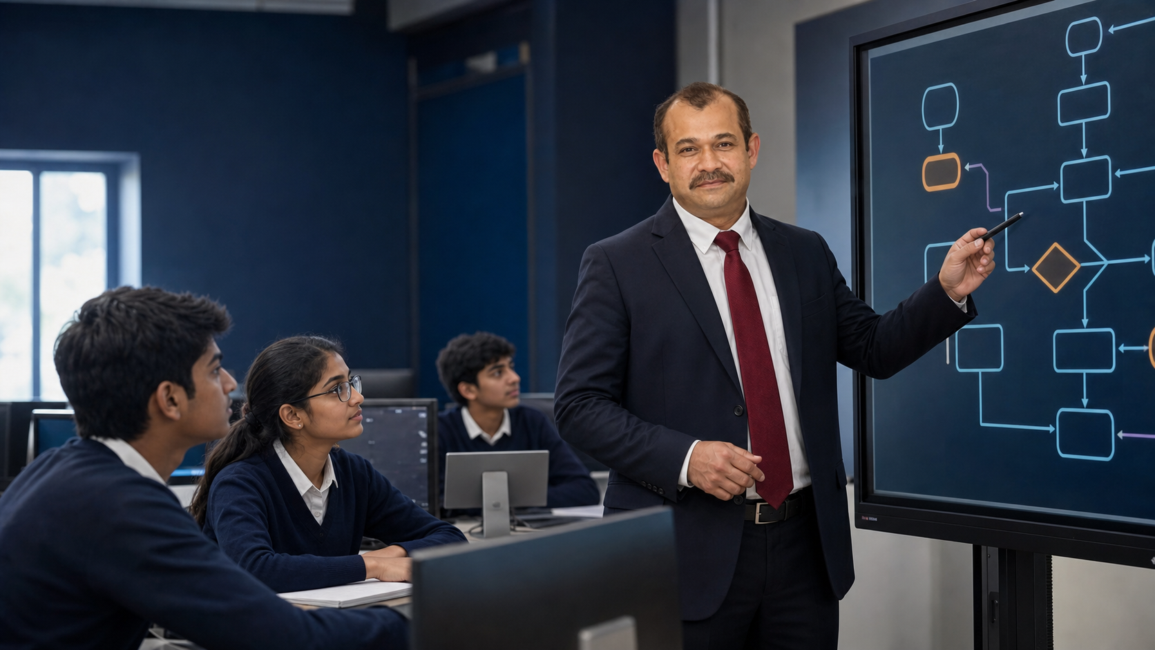 Absar Moeen teaching Computer Science in the classroom